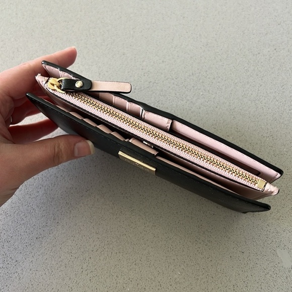 Kate Spade Black & Pink Double Bifold Wallet with Coin Pouch - Picture 3 of 10